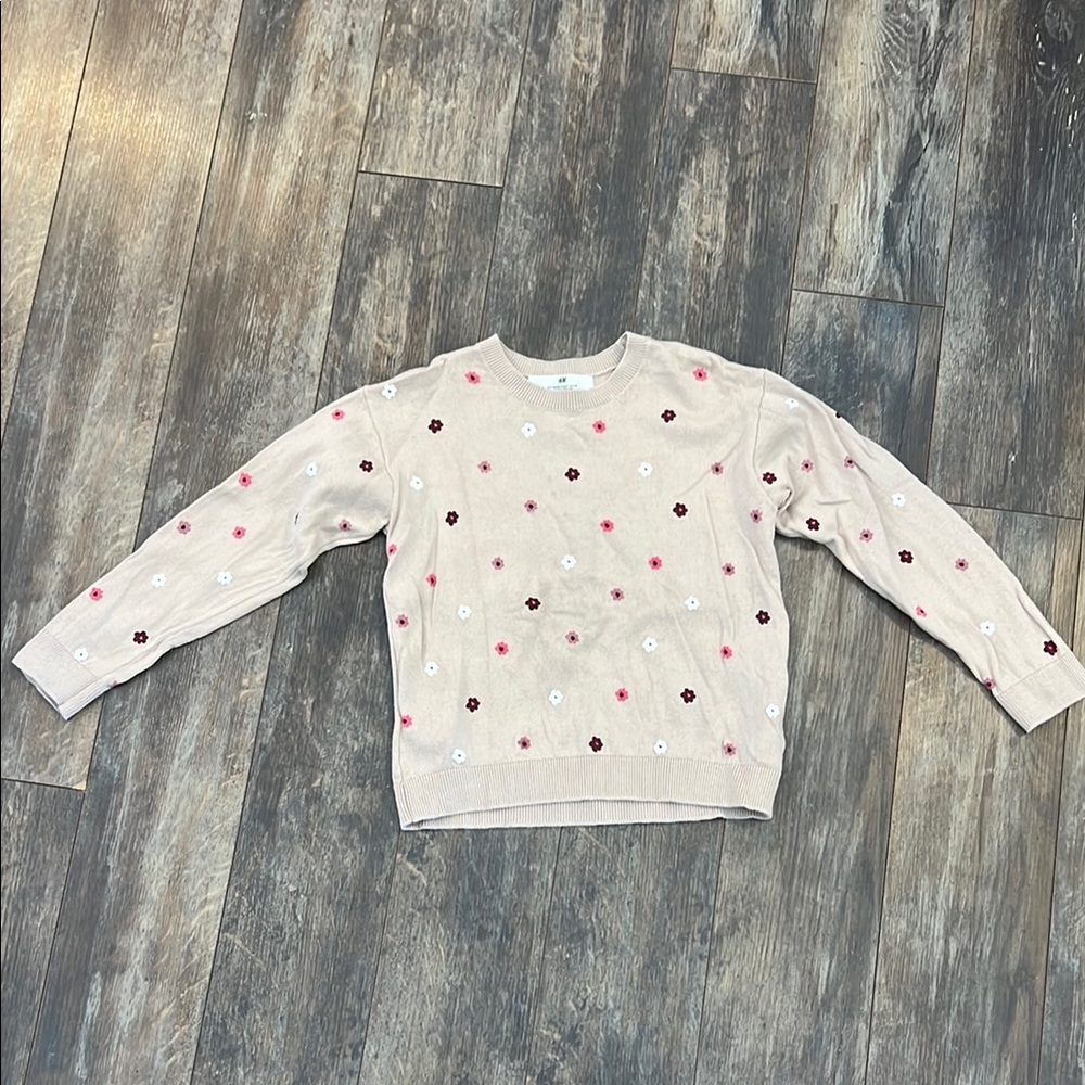 H&M Tan Crew Neck Sweater with Polka Dots